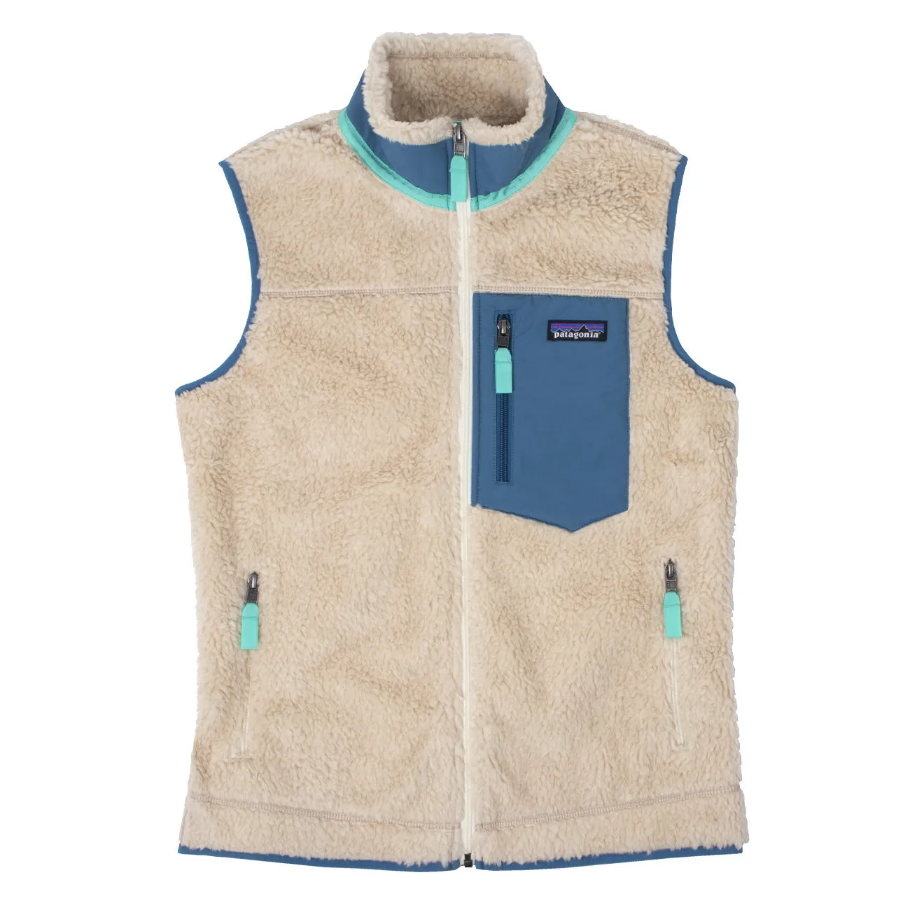 Patagonia Womens Classic Retro-X Fleece Vest Dark Natural / Wavy Blue