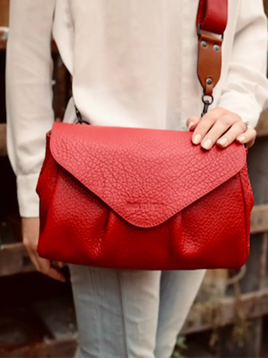 paulmarius leather shoulder bag Red - Suzon M Carmine Red | PAUL MARIUS