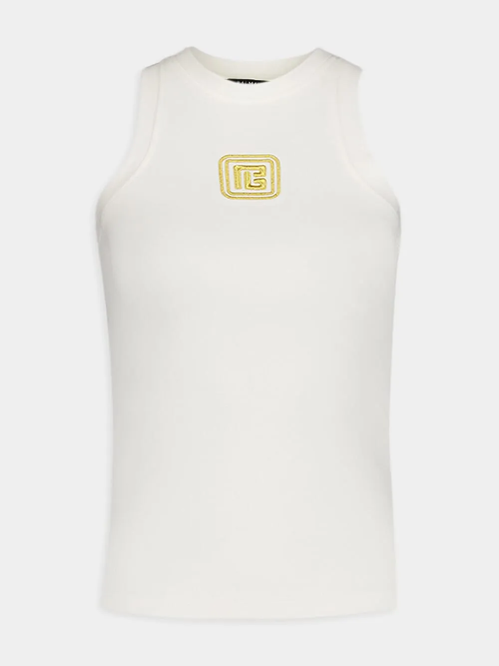 PB Embroidered White Tank Top