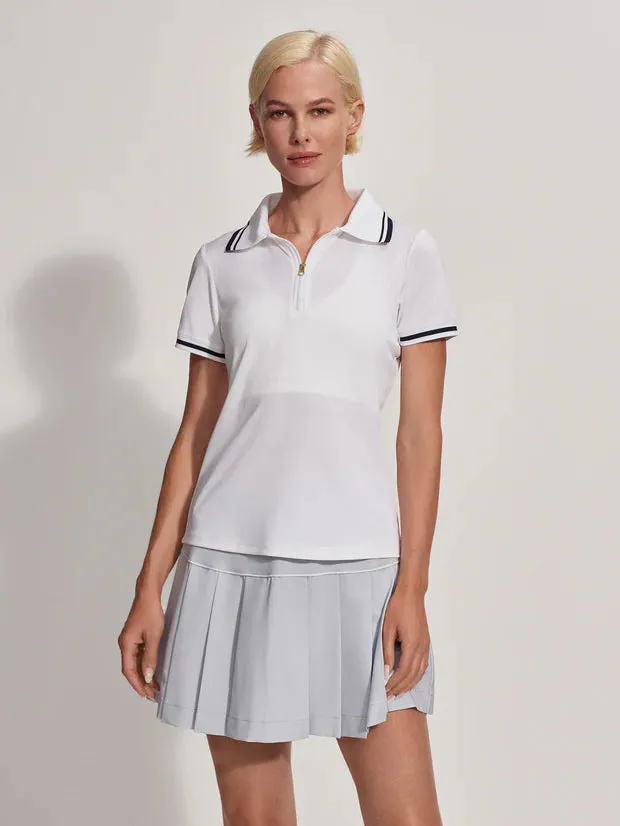 Penelope Performance Polo - White/Blue Nights