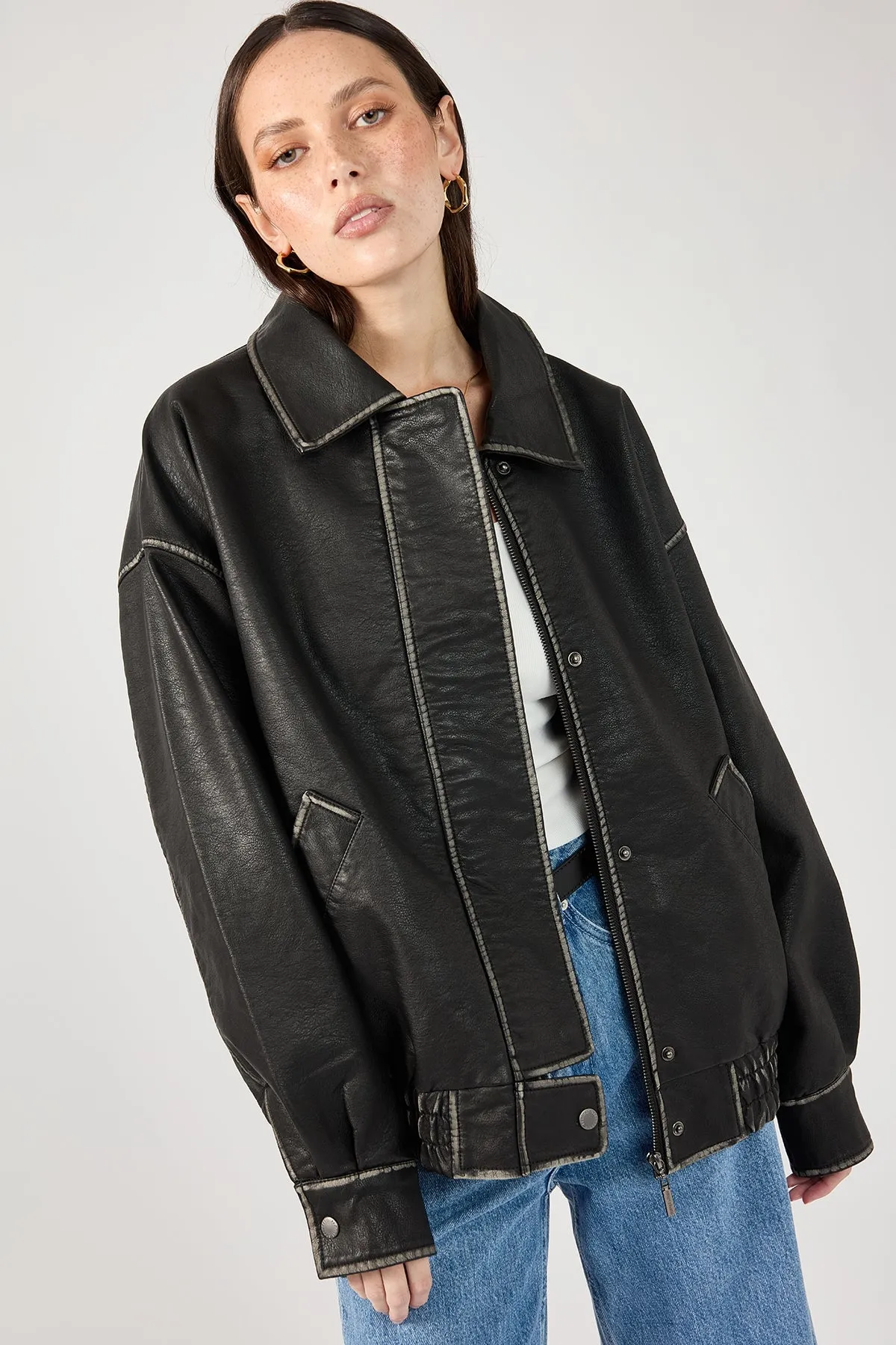 Perfect Stranger Washed Maxx Bomber Black