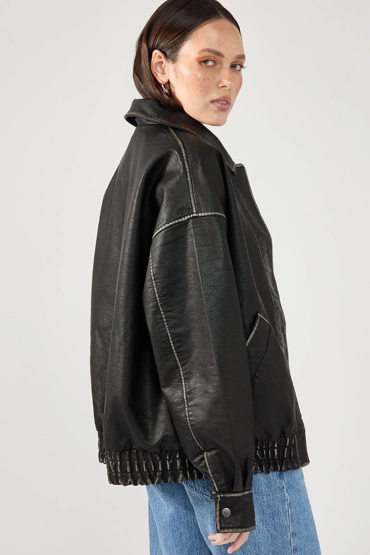 Perfect Stranger Washed Maxx Bomber Black