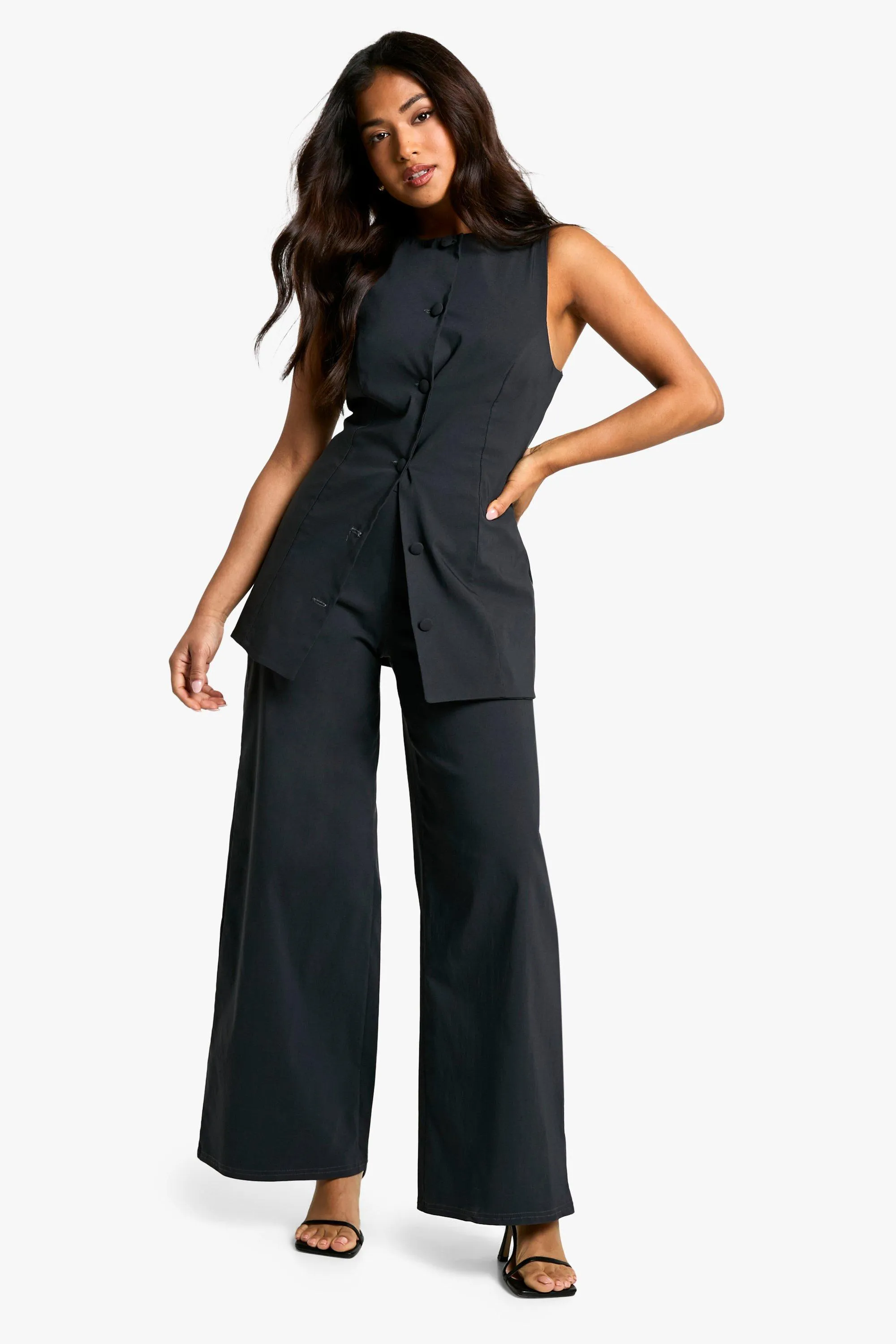 Petite High Neck Waistcoat and Trouser Co-ord