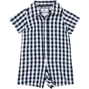 Petite Plume Navy Gingham Summer Romper