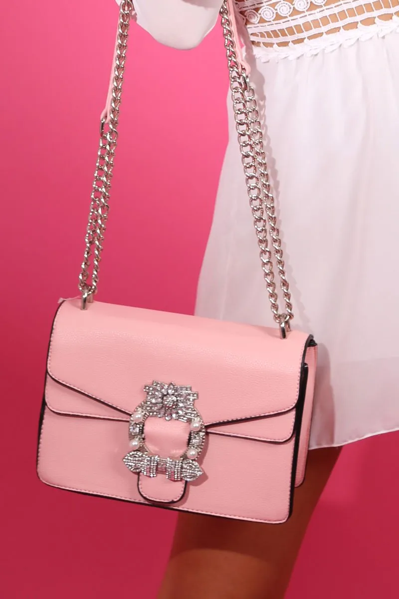 Pink Embellished Buckle Bag - Darien