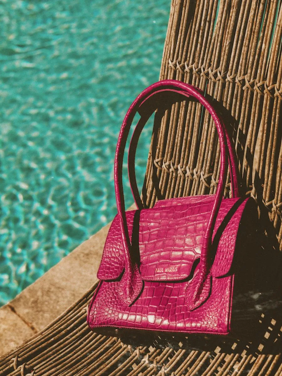 Pink Leather Handbag - Colette S Alligator Cocktail Tourmaline | PAUL MARIUS