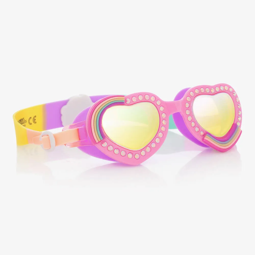 Pink Rainbow Heart Swimming Goggles