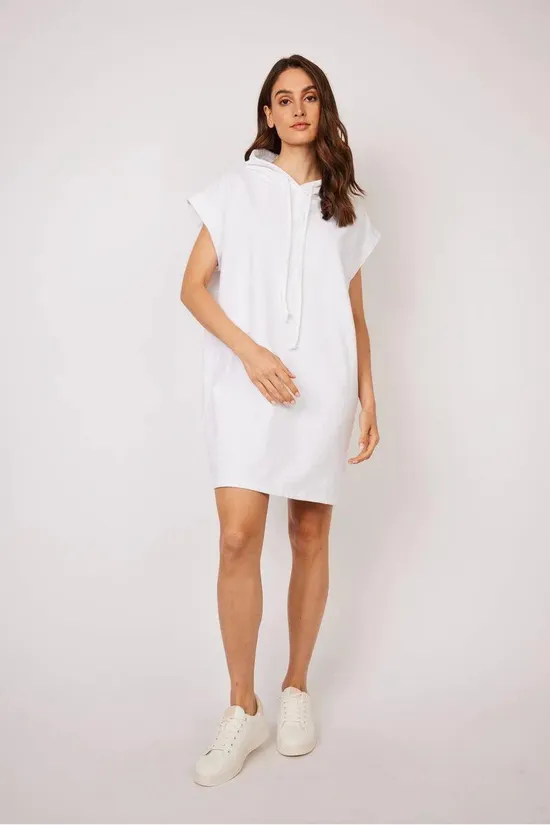 Pistache, Terry Cotton Hooded Dress  