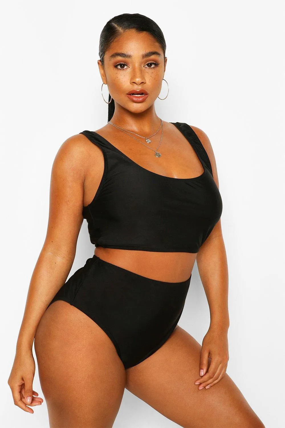 Plus Deep Scoop High Waisted Bikini