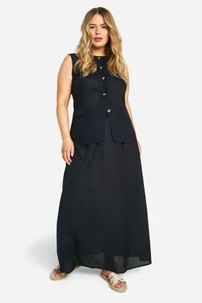 Plus Longline Waistcoat & Maxi Skirt Co-ord