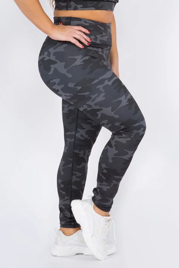 Plus Size Dark Camo Print Leggings