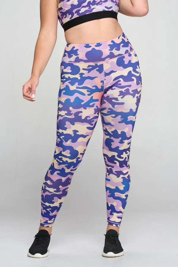 Plus Size Purple Camo Active Leggings