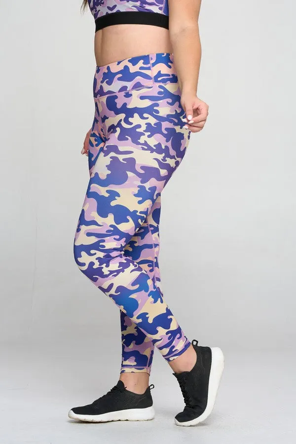 Plus Size Purple Camo Active Leggings