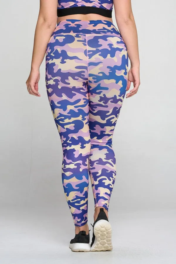 Plus Size Purple Camo Active Leggings