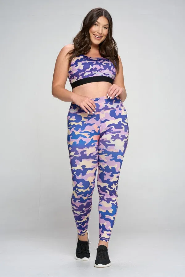 Plus Size Purple Camo Active Leggings