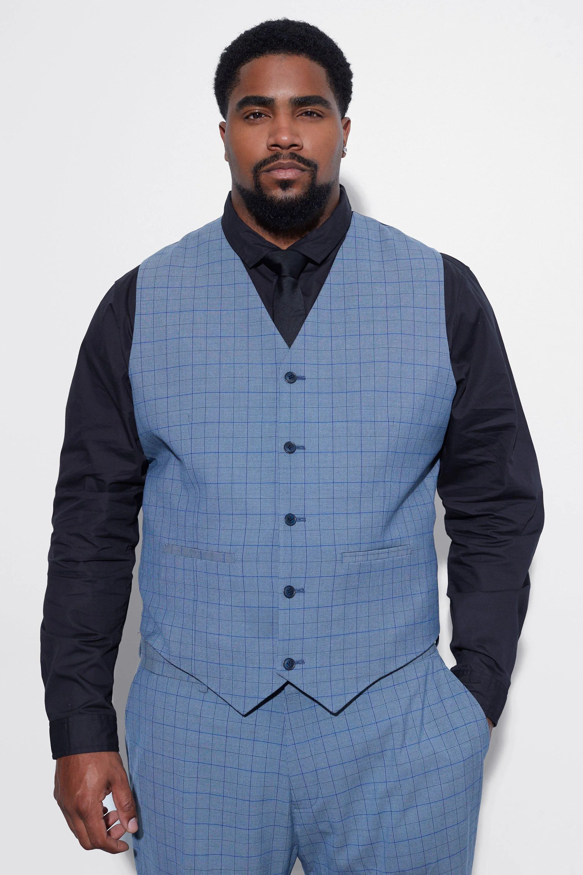 Plus Slim Fit Check Waistcoat