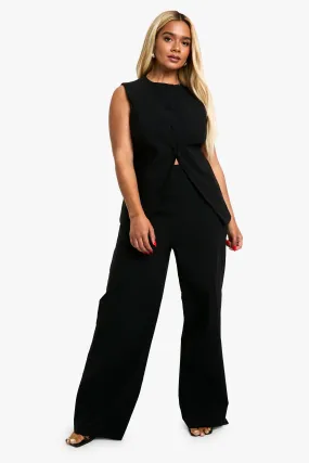 Plus Super Stretch Longline Waistcoat & Straight Leg Trousers