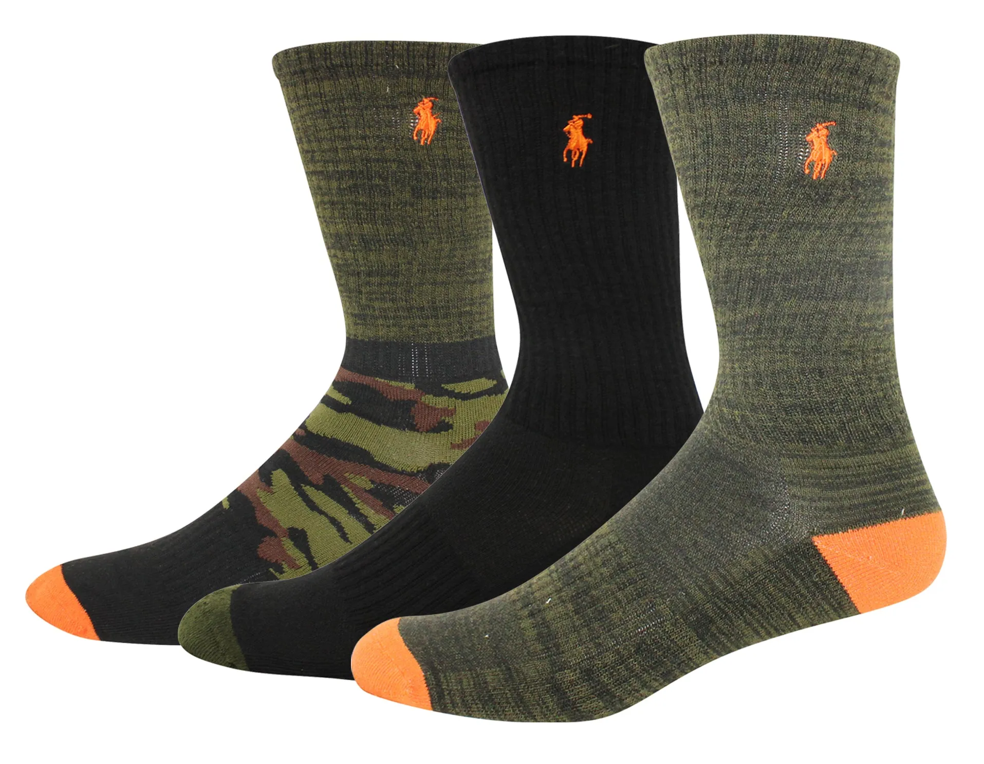 Polo Ralph Lauren Men's 3-Pack Athletic Camo Crew Sock Polo Embroidery