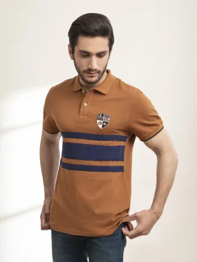 POLO SHIRT CHEST PANNEL CAMEL