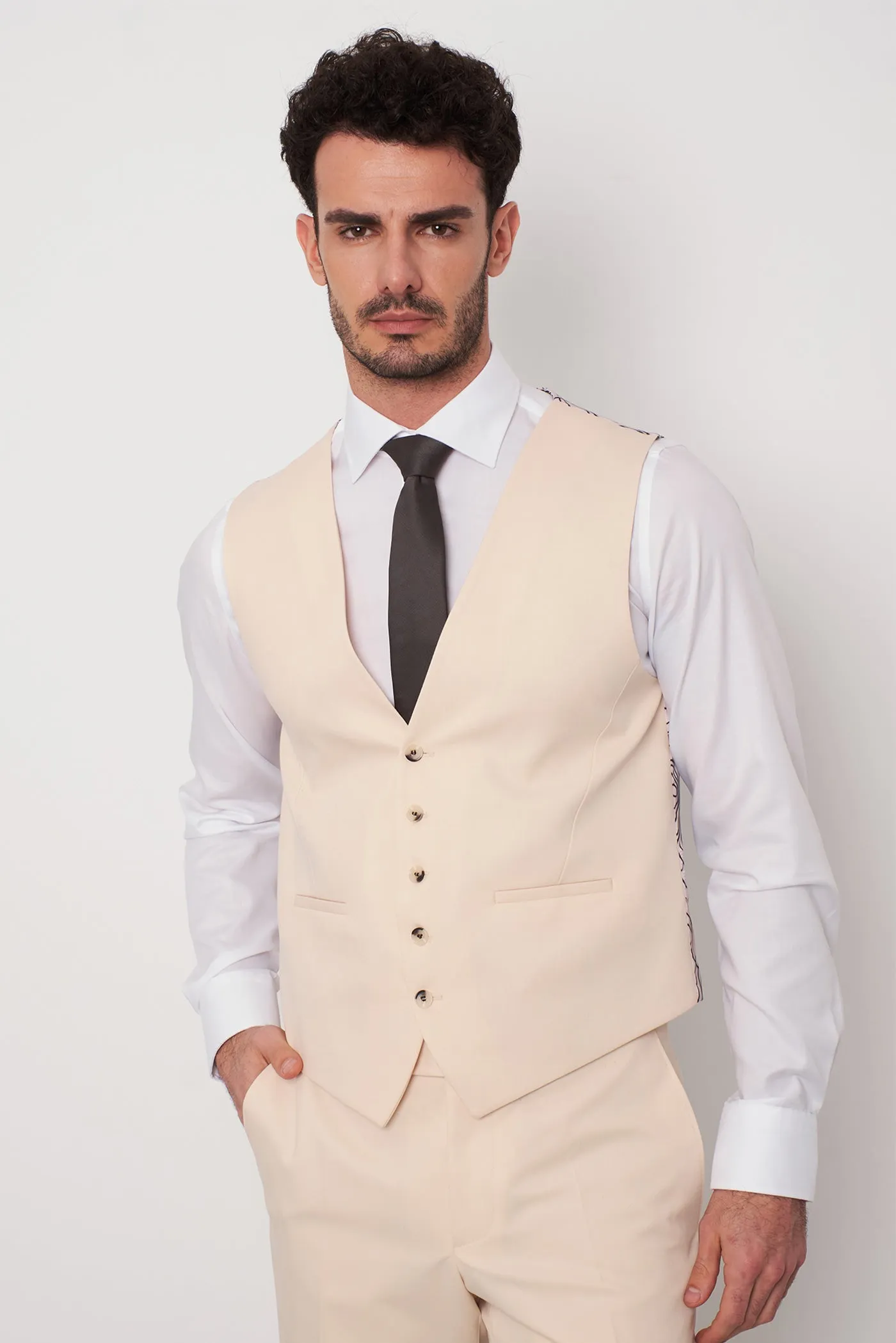 Polyviscose Man Waistcoat Beige