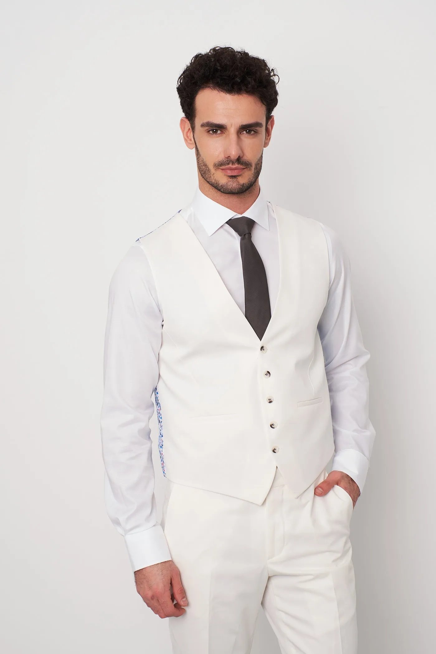 Polyviscose Man Waistcoat White