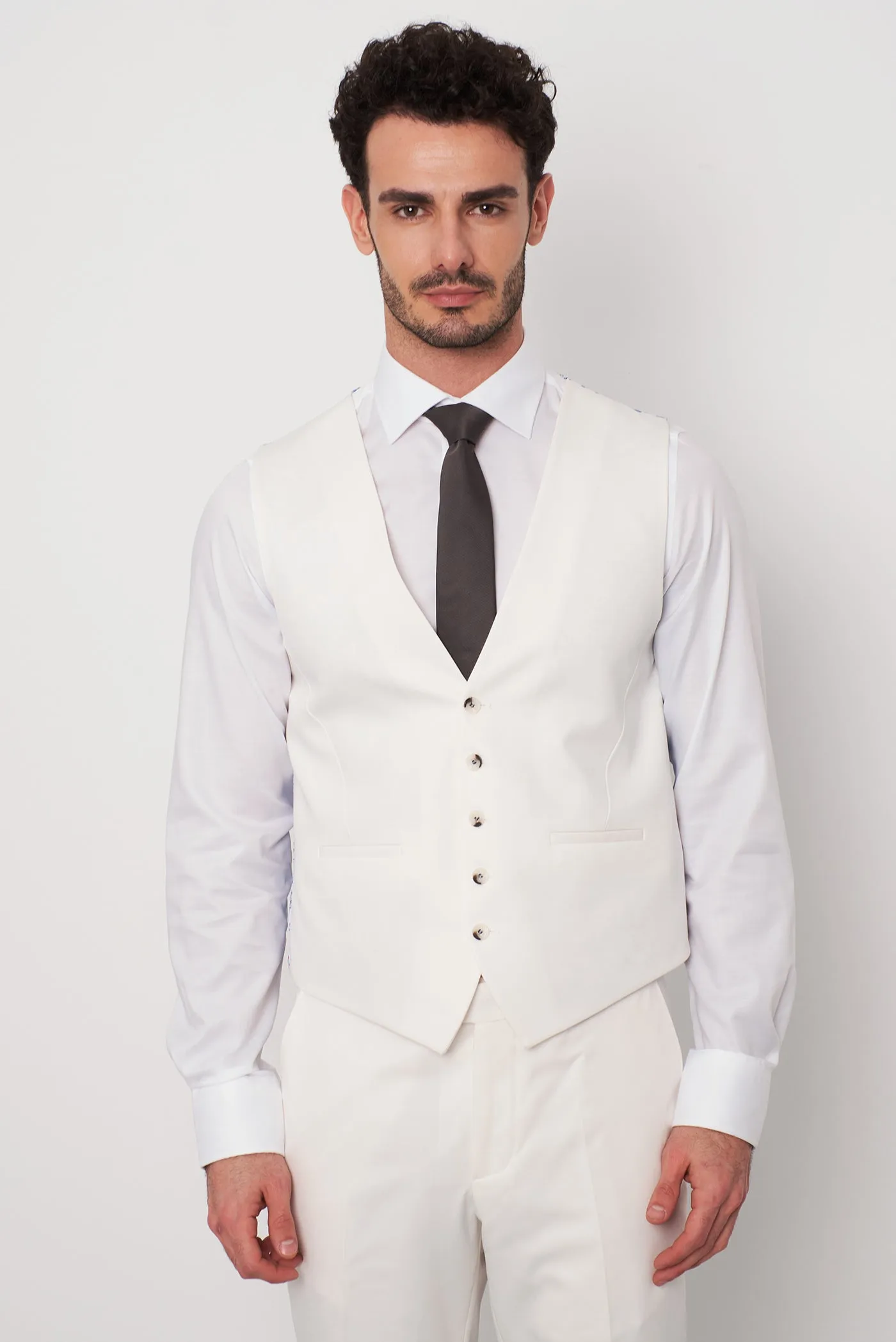 Polyviscose Man Waistcoat White