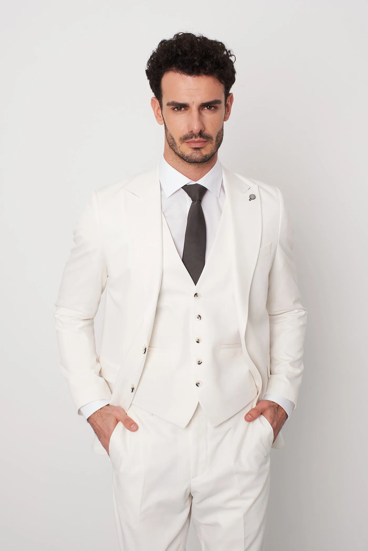 Polyviscose Man Waistcoat White