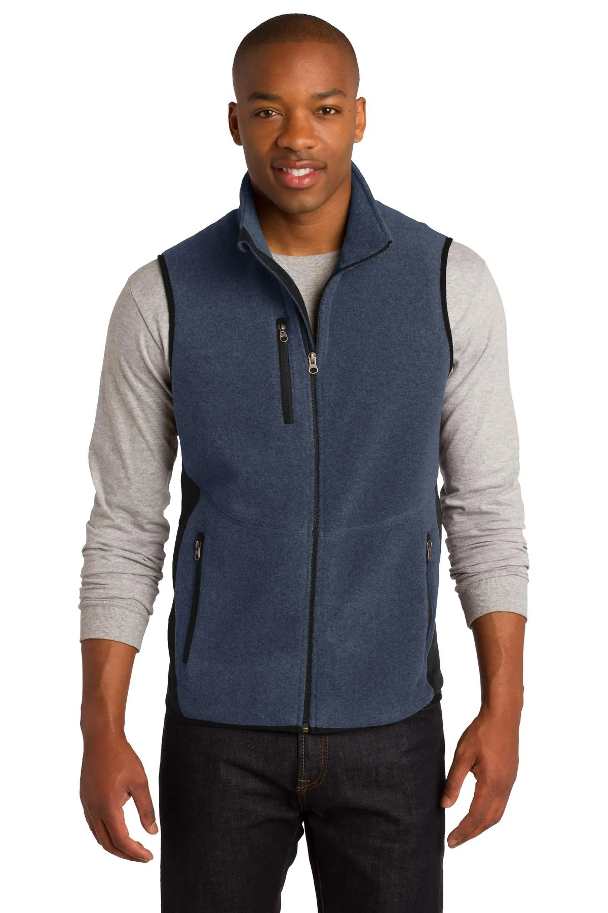 Port Authority R-Tek Pro Fleece Full-Zip Vest F228 Navy Heather/ Black