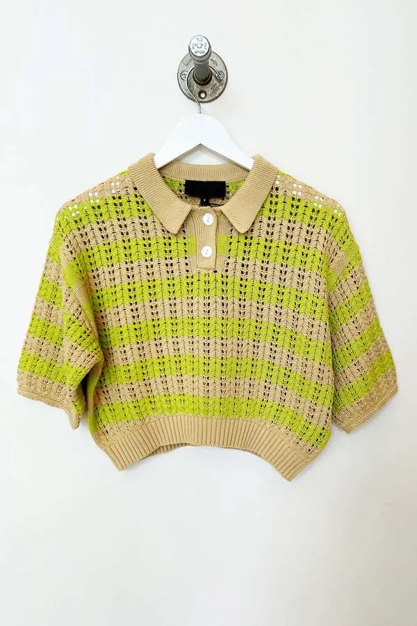 Porto Cotton Knit Polo - Lime Stone