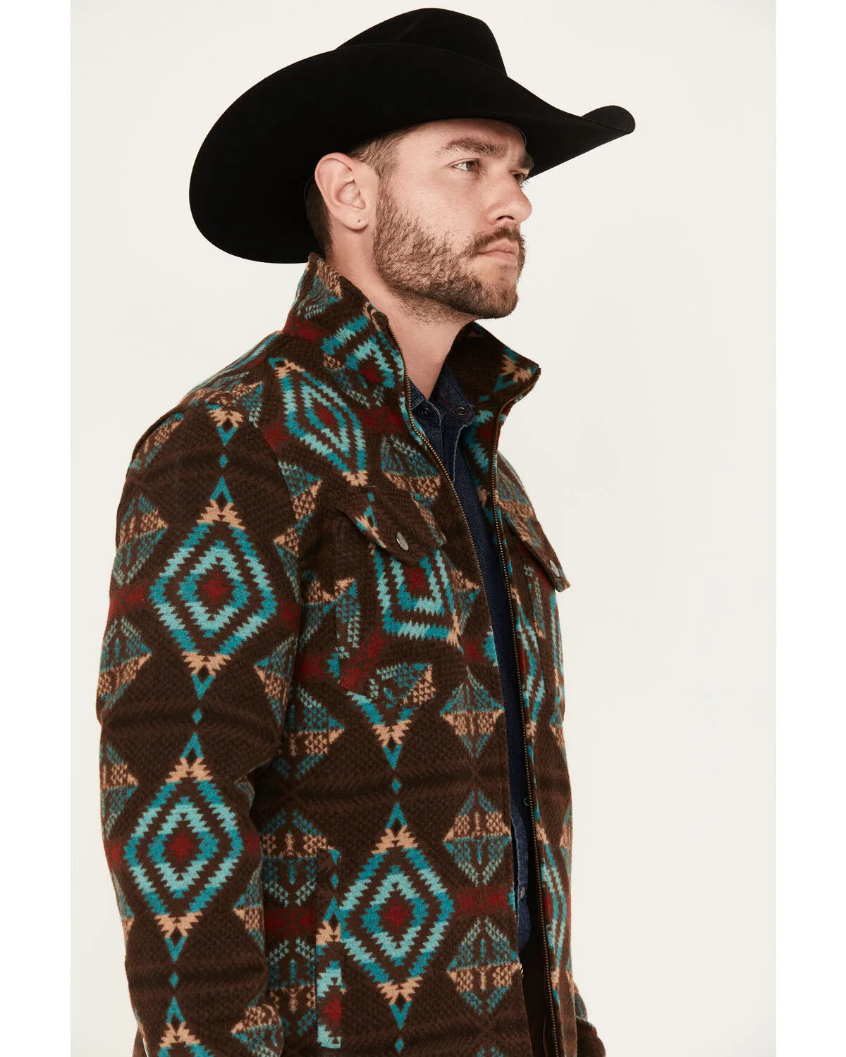 Powder River Outfitters by Panhandle Men's Wool Multicolor Zip Snap Jacket