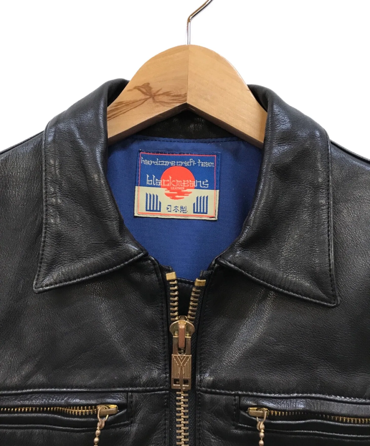 [Pre-owned] black means Cow Leather Jacket 945-66TJ09-5