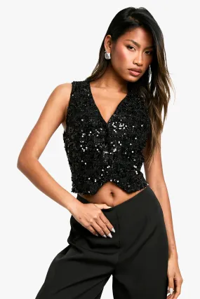 Premium Sequin Boucle Fitted Waistcoat