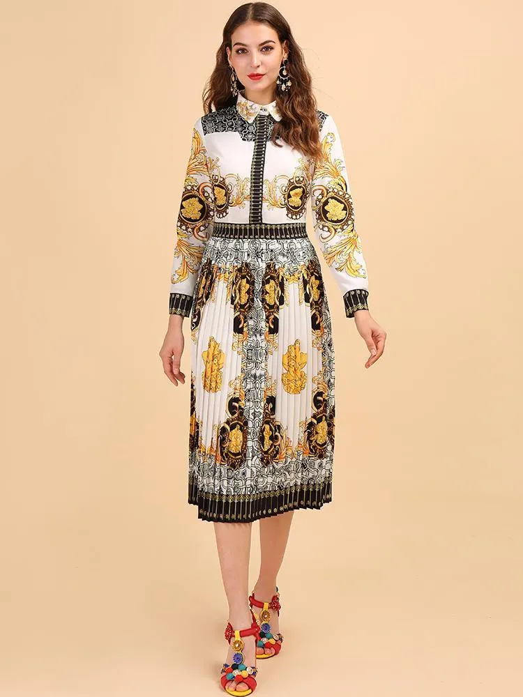 Print Pleated Dress