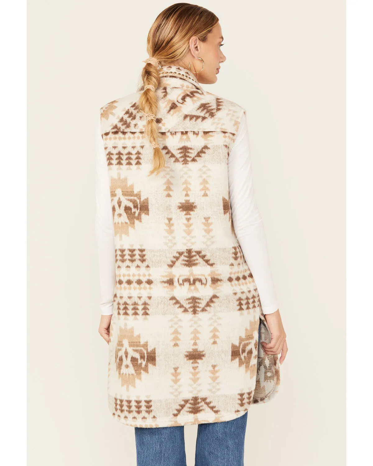 Product Name:  26 International Women's Southwestern Print Studded Long Vest