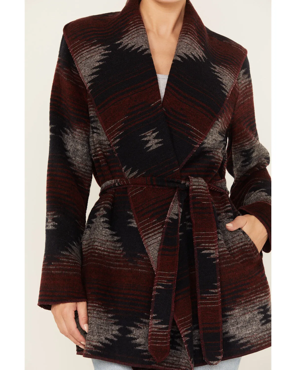 Product Name:  Cripple Creek Women's Southwestern Print Hooded Wrap Jacket