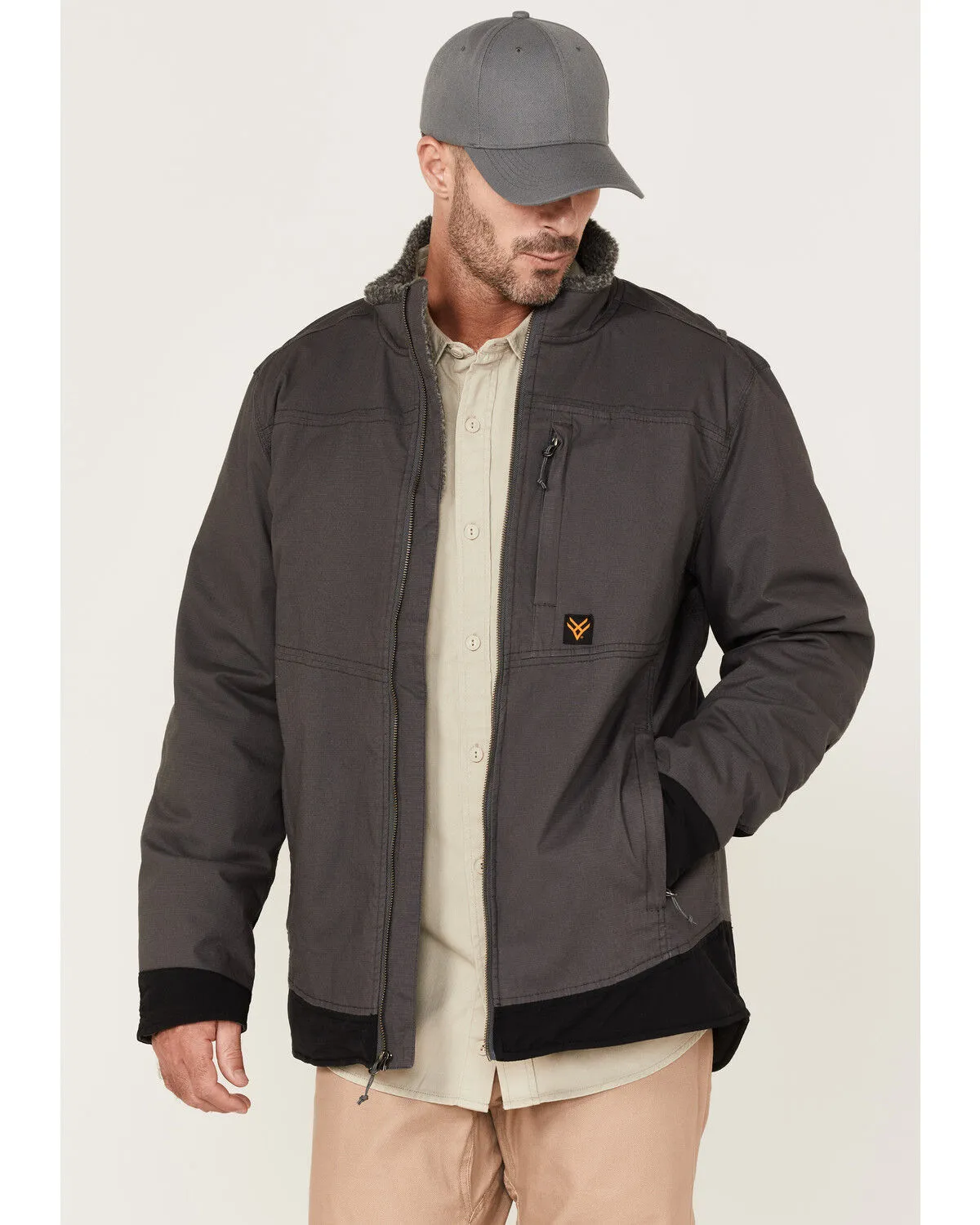 Product Name:  Hawx Men's Weather Ripstop Zip-Front Hooded Sherpa Work Jacket