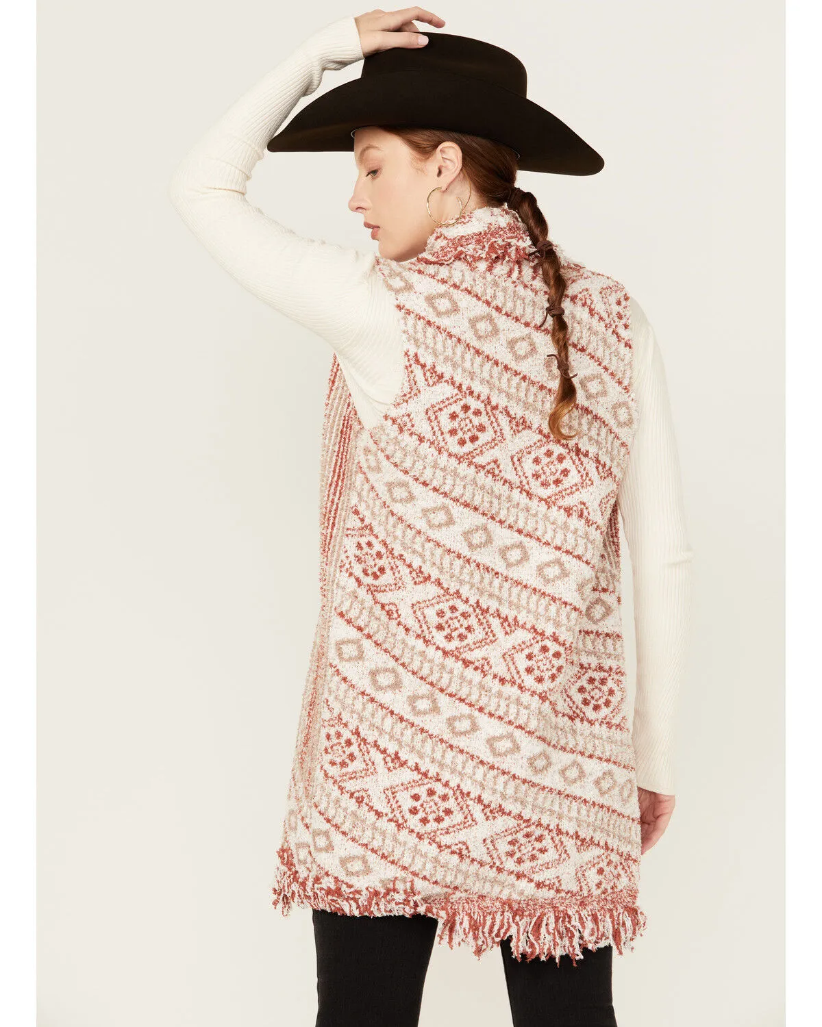 Product Name:  Miss Me Women's Southwestern Print Fringe Long Knit Vest