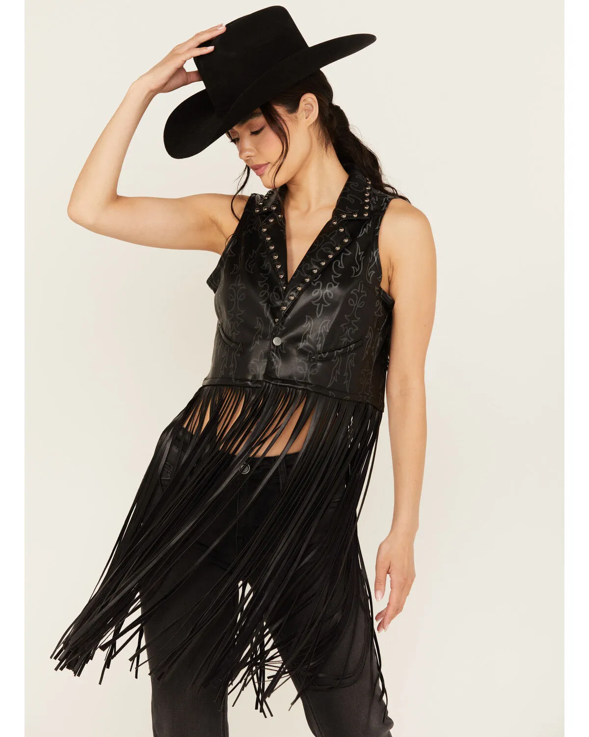 Product Name:  Rock & Roll Denim Women's Embellished Long Fringe Vest