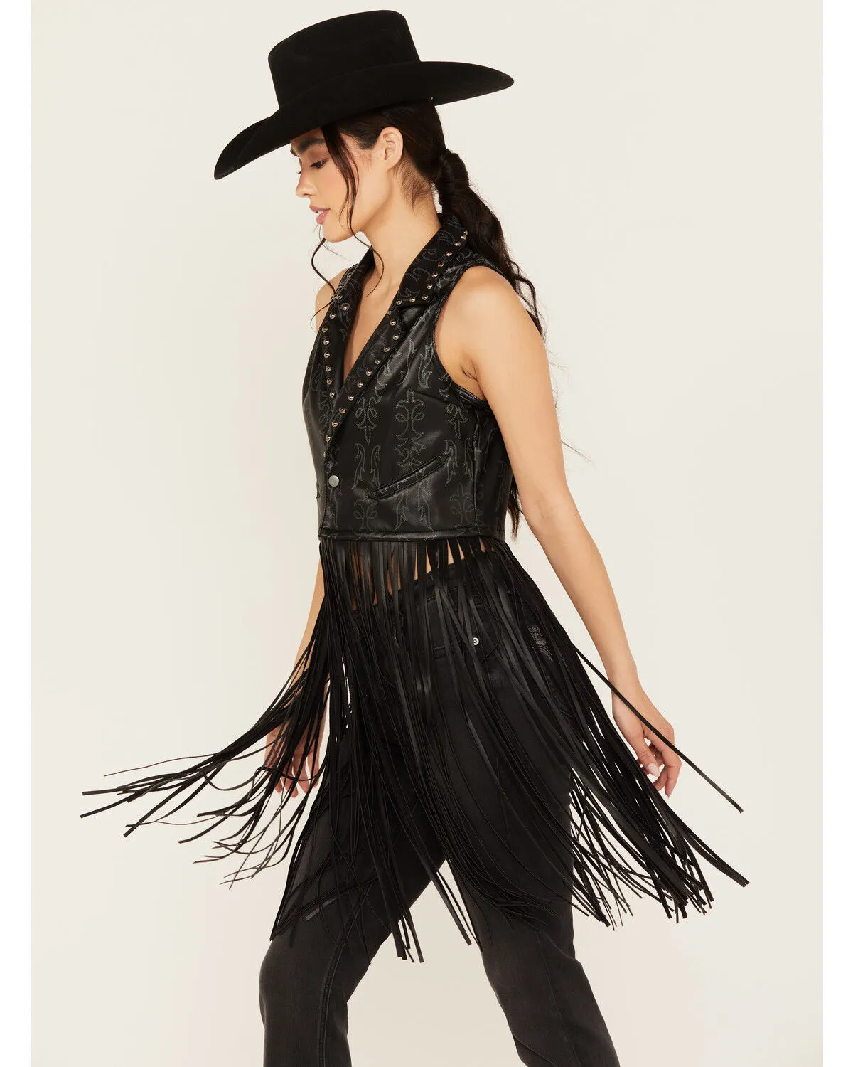 Product Name:  Rock & Roll Denim Women's Embellished Long Fringe Vest