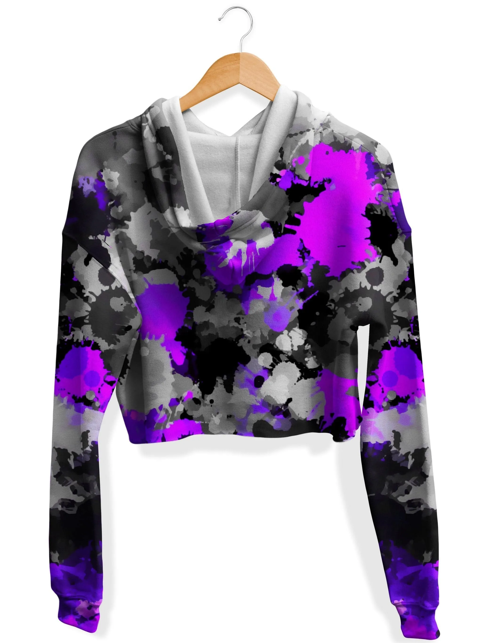 Purple Drip Fleece Crop Hoodie (Clearance)