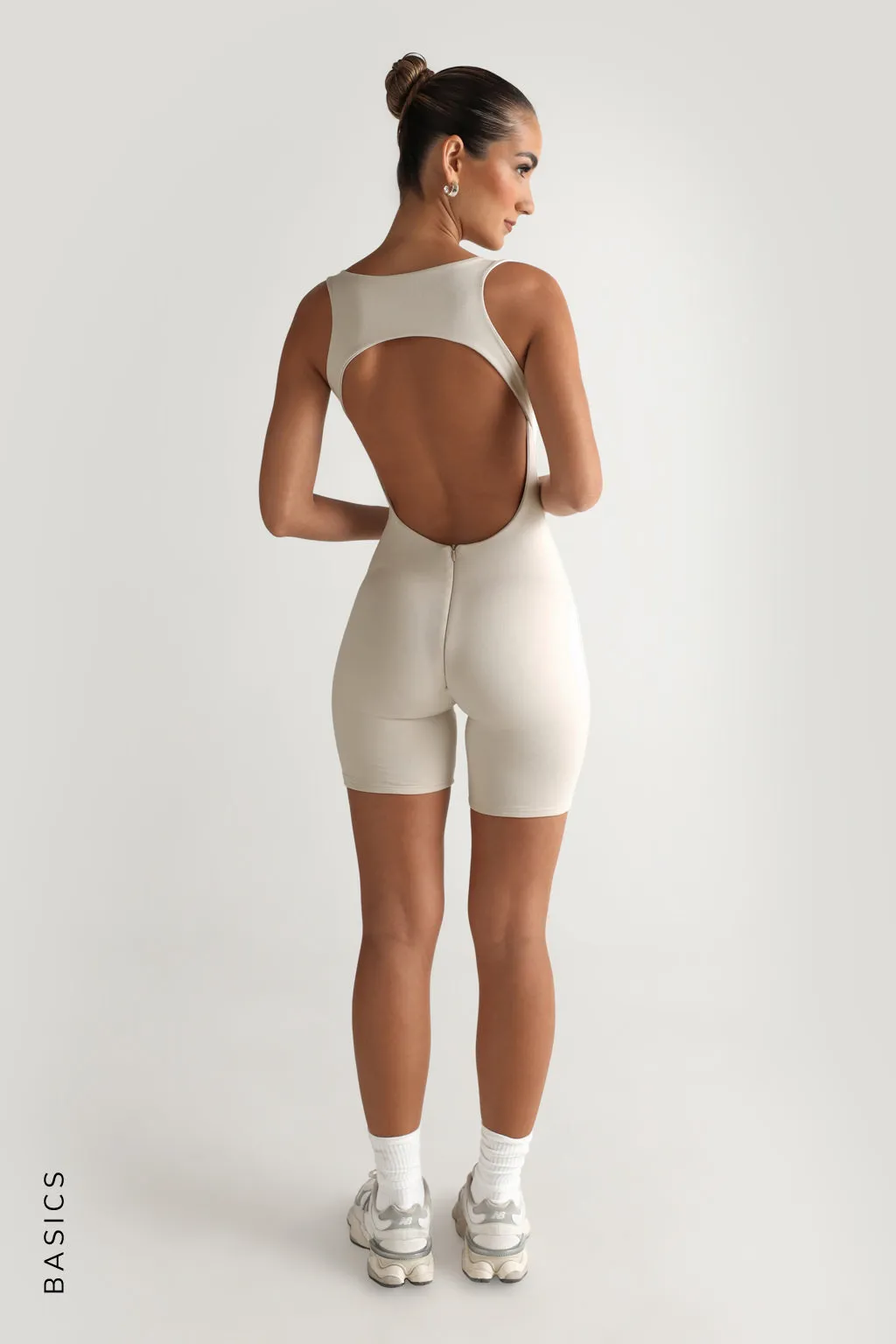 Racer Back Romper - Soft Beige