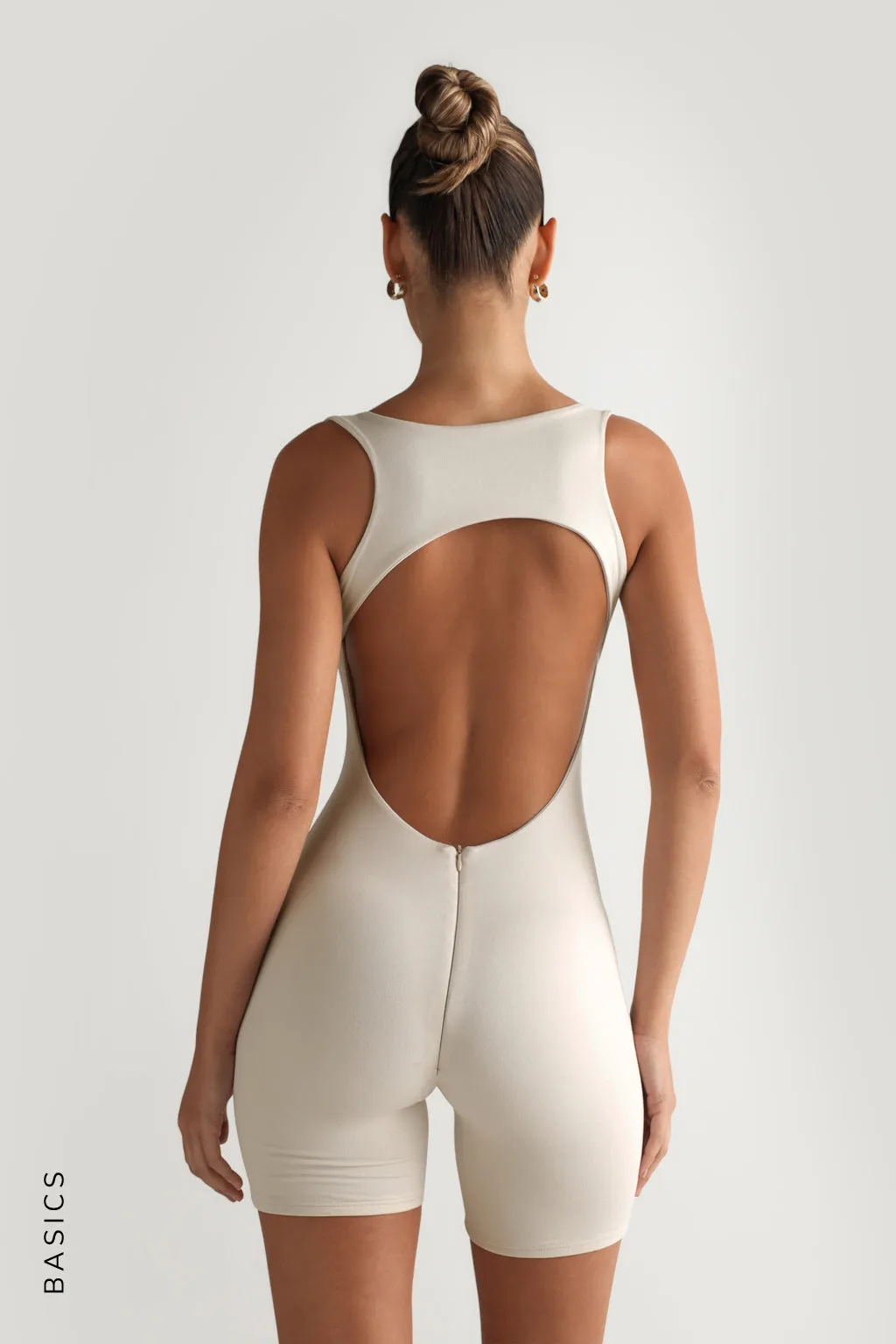 Racer Back Romper - Soft Beige