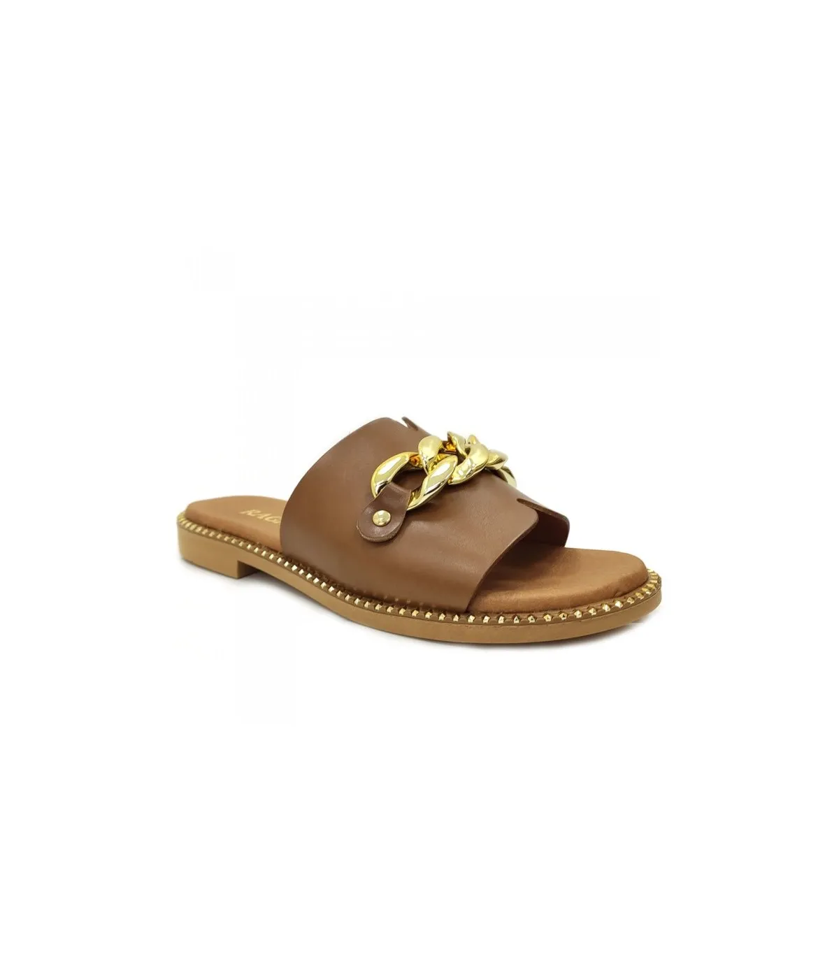 Ragazza Leather Slipper- Cognac