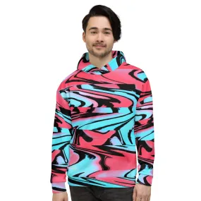 Red and Blue Rave Glitch Pullover Hoodie