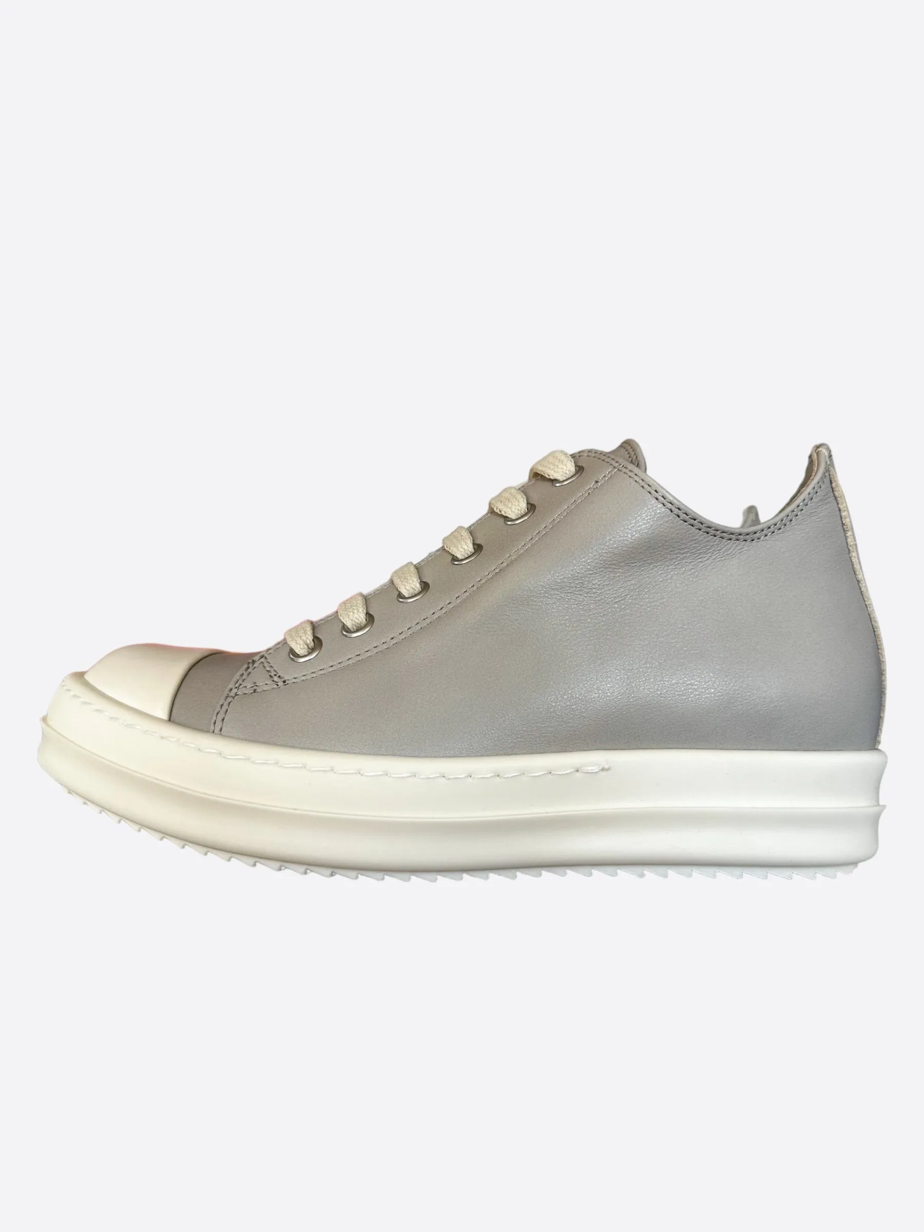 Rick Owens Grey & White Women's Low Top Sneakers