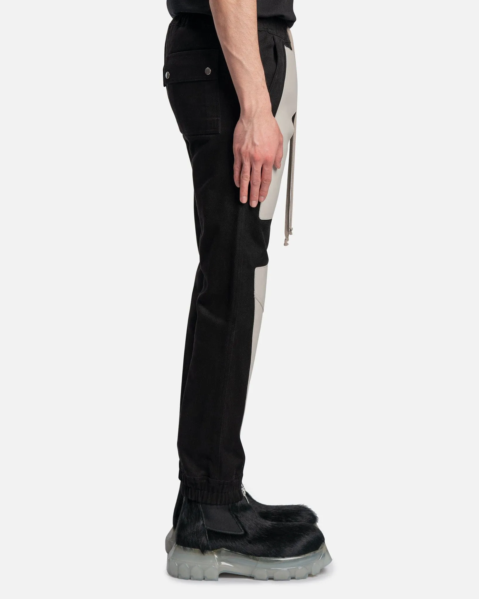 Rick Owens Larry Cargo Joggers in Black/Pearl