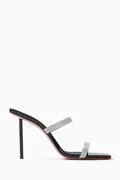 Rih 95 Crystal Mesh Mule Sandals in Metallic Leather