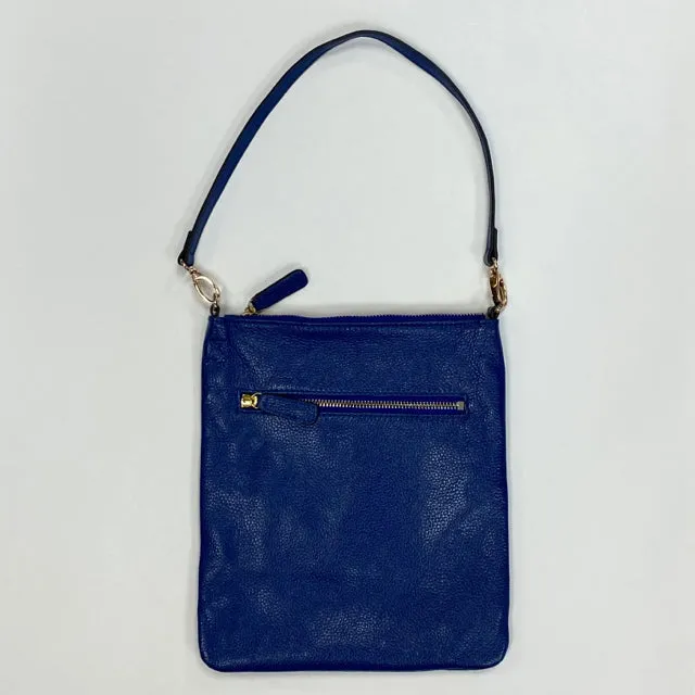 Roberto Cavalli Blue Leather Pebbled Shoulder Handbag