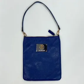 Roberto Cavalli Blue Leather Pebbled Shoulder Handbag