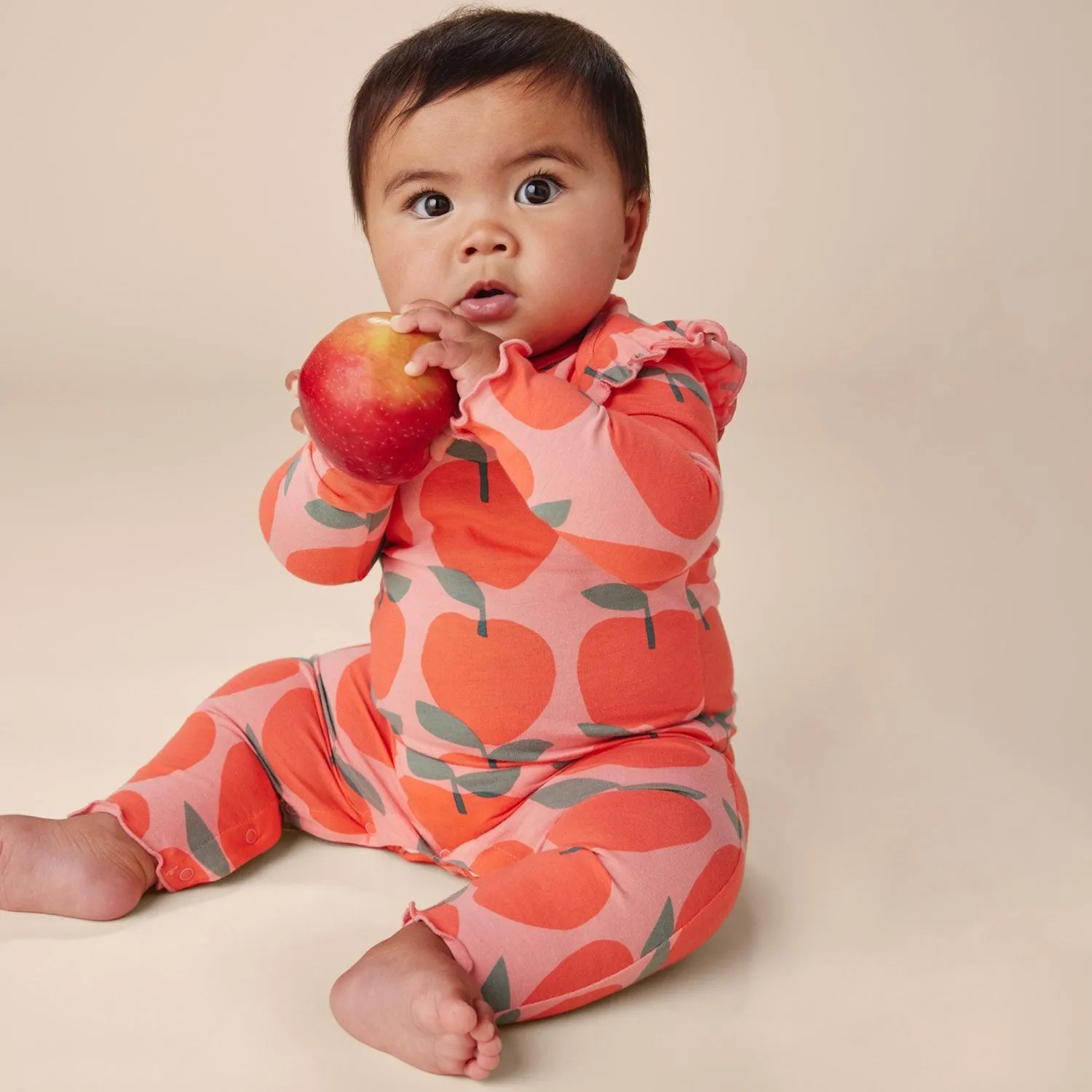 Ruffle Shoulder Baby Romper - Normandy Apples